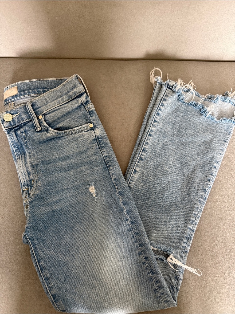 MOTHER Light Blue Bootcut Jeans with Back Pocket M Detail - Picture 2 of 3